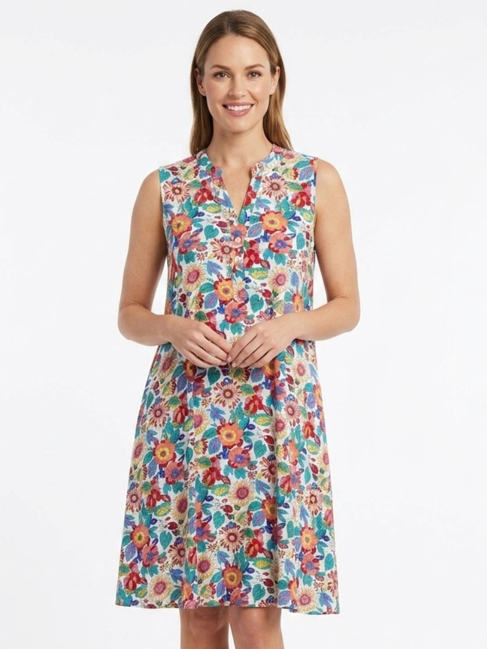 Papillon Sleeveless Floral A-Line Dress in Multicolour BNWT